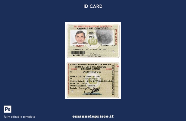 modello ID Bolivia in stile verificato